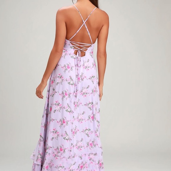 Lulu’s In Love Forever lavender floral hi lo maxi dress. NWT $68.  Size Small - Picture 3 of 6